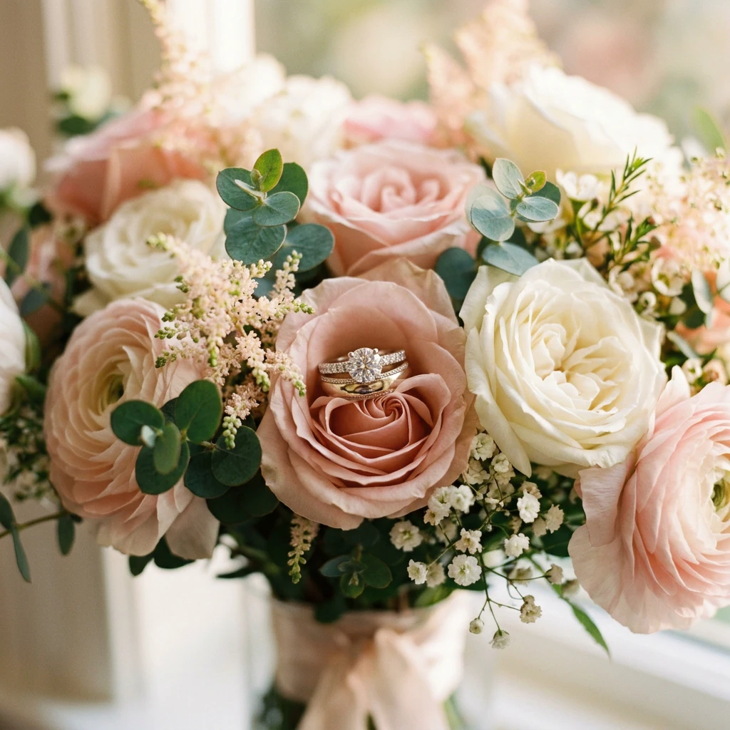 Ring and bouquet detail